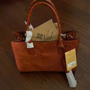 Womens Rust Color All Suede/Leather Pocketbook, Patricia Nash
